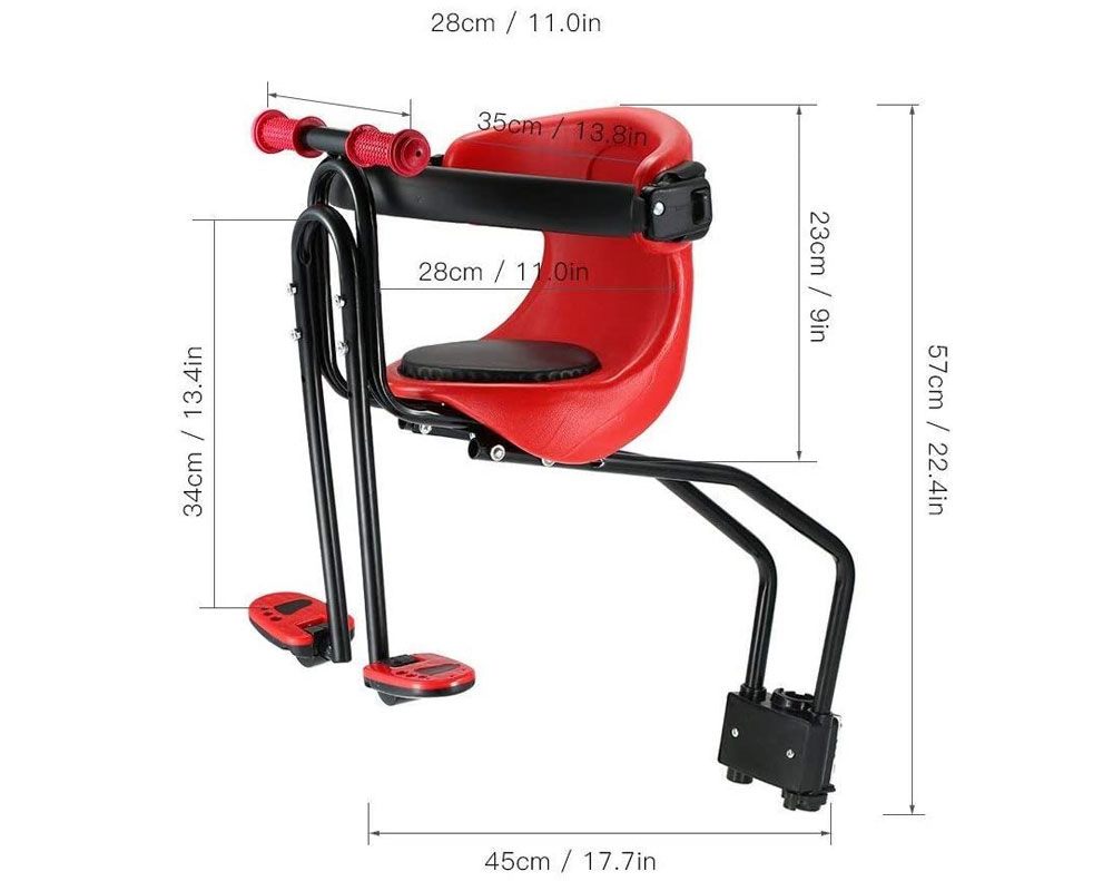 Detail of aluminium alloy tube frame on child bike seat carrier