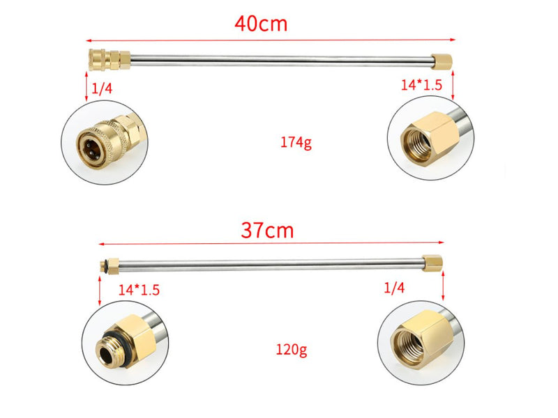 7PC 1/4 Inch High Pressure Washer Wand Extension Set