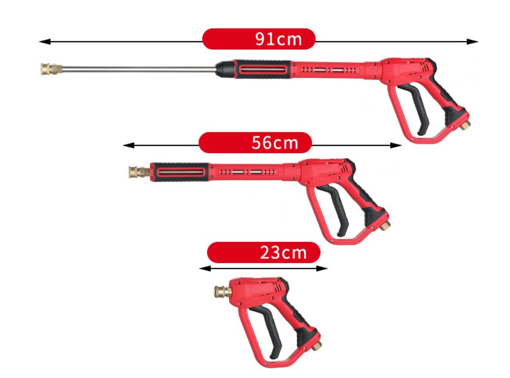Water blaster gun with fitting adapters for various pressure washers