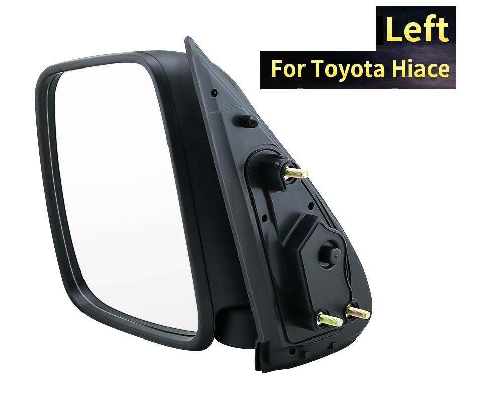 Toyota Hiace left mirror highlighting durable plastic housing