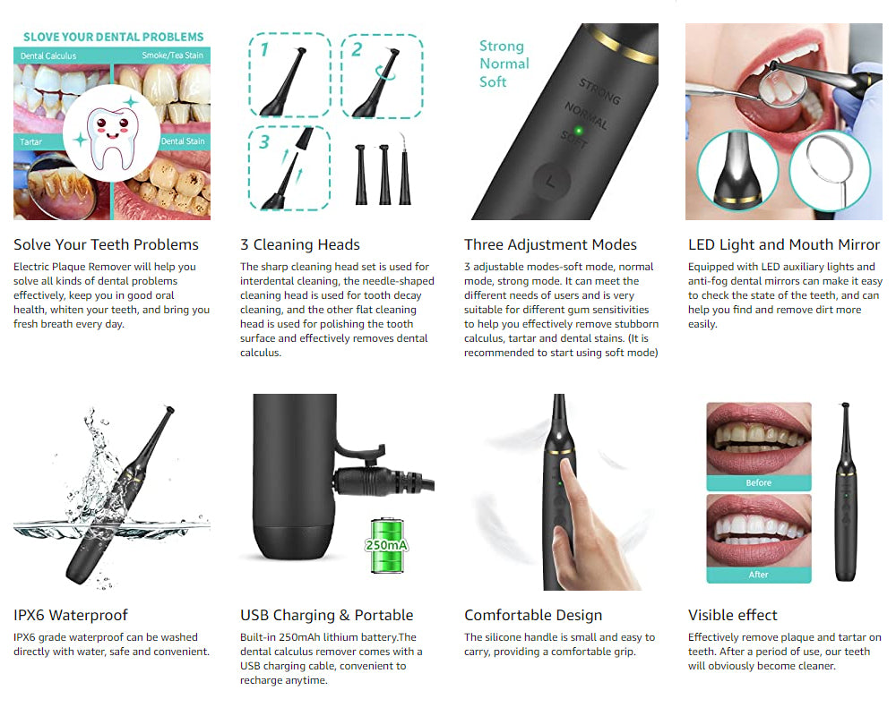 Electric dental calculus remover with user manual and accessories