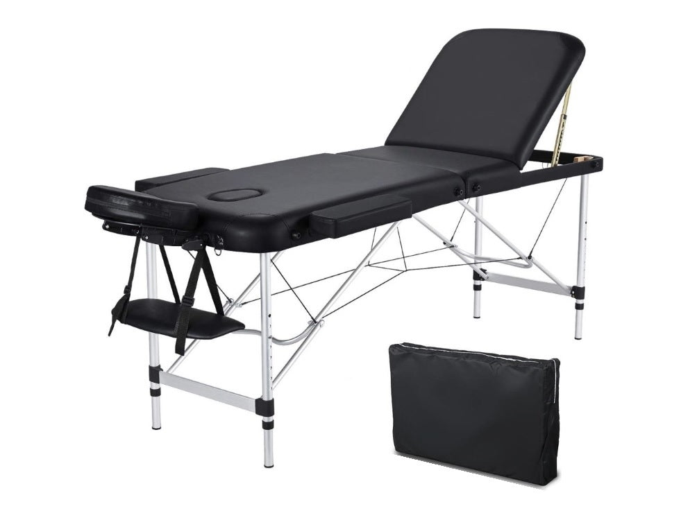 Side angle showing full length 210cm massage table