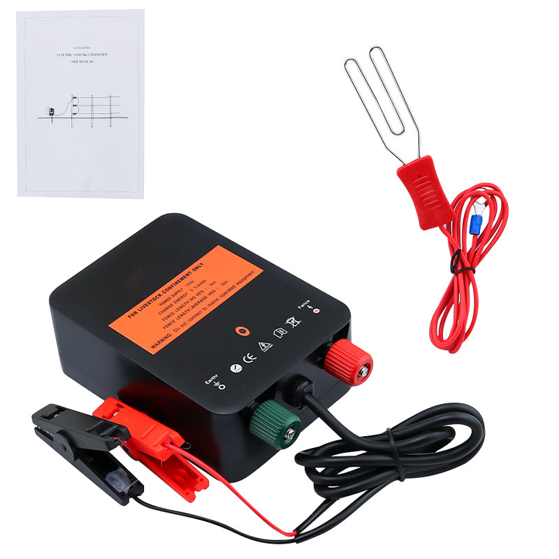 Battery powered electric fence energiser highlighting low current consumption