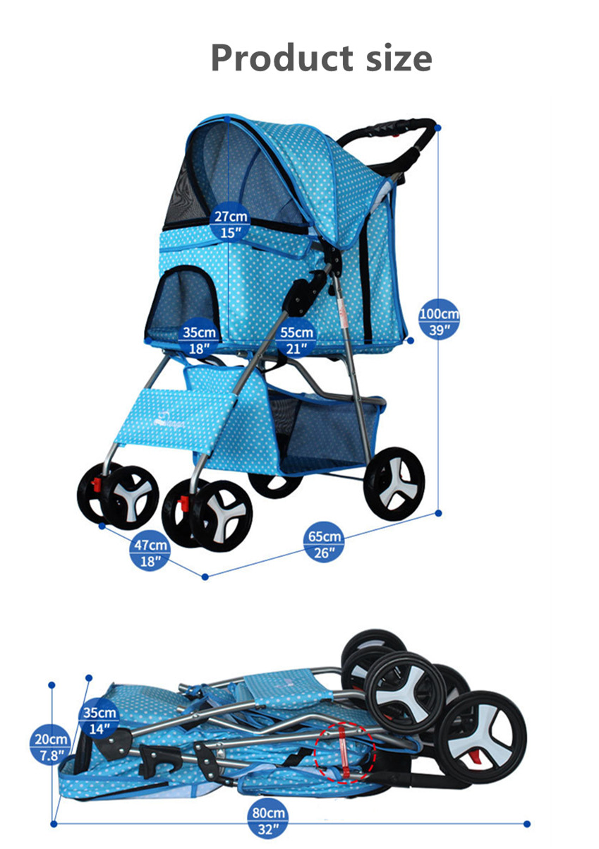 Pet stroller wheel size comparison front and rear