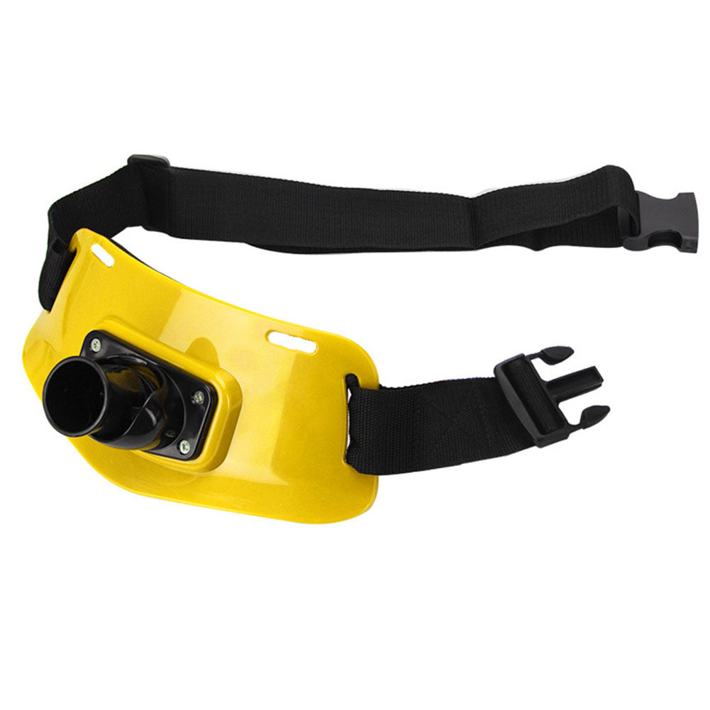 Top view of fishing gimbal belt showing 90 degree adjustable plug hole