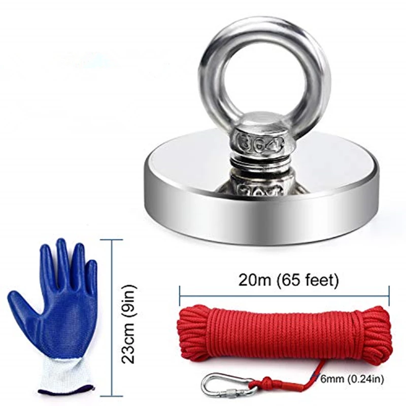 Top view of neodymium magnet surface on salvage fishing kit