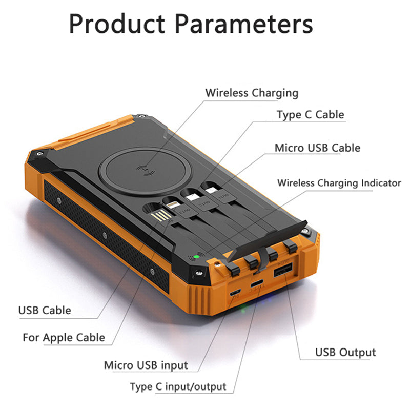 Solar power bank 20000mAh with included USB charging cable