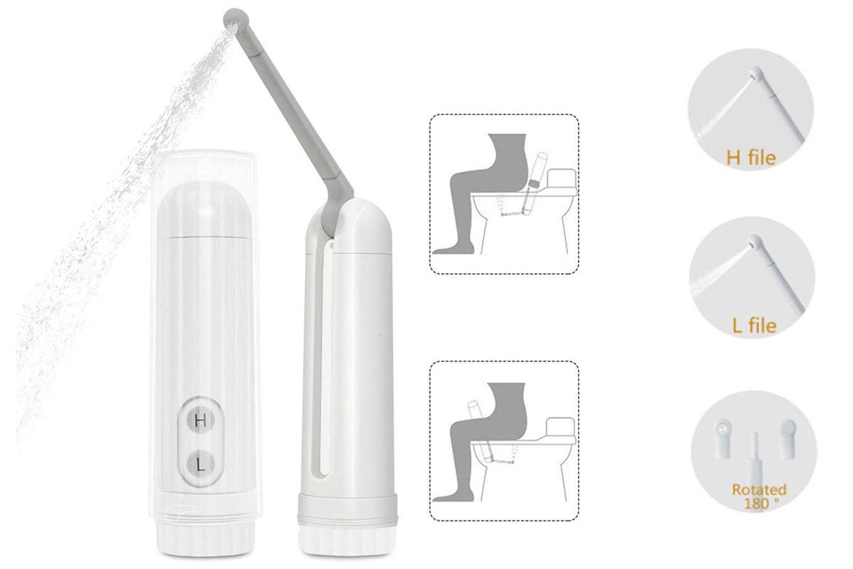 Portable bidet spray displayed with user manual included