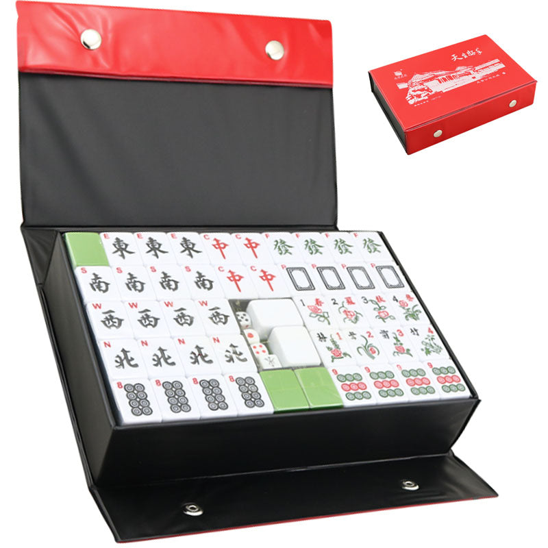 Mahjong Set With Numbers and Characters Green