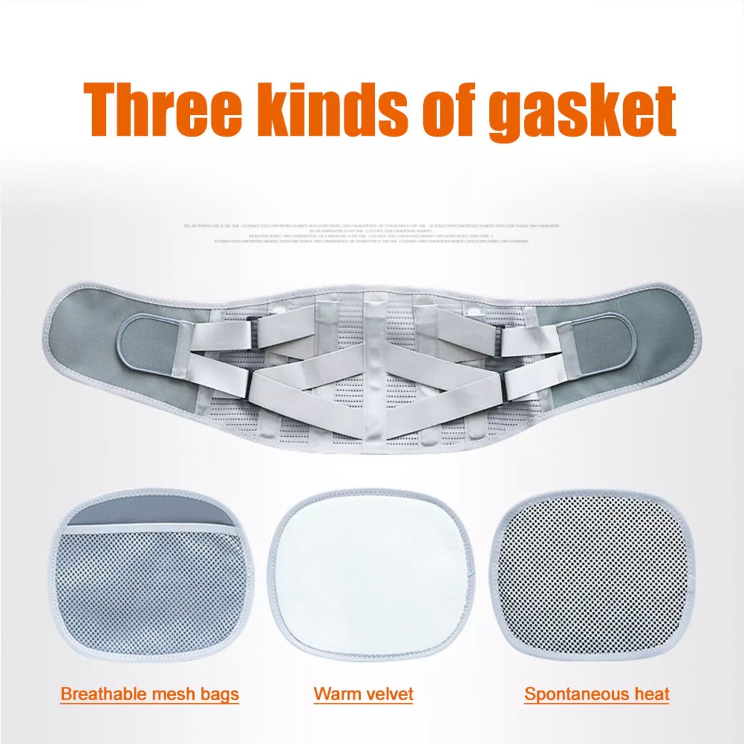 Grey lumbar support belt folded to show thickness