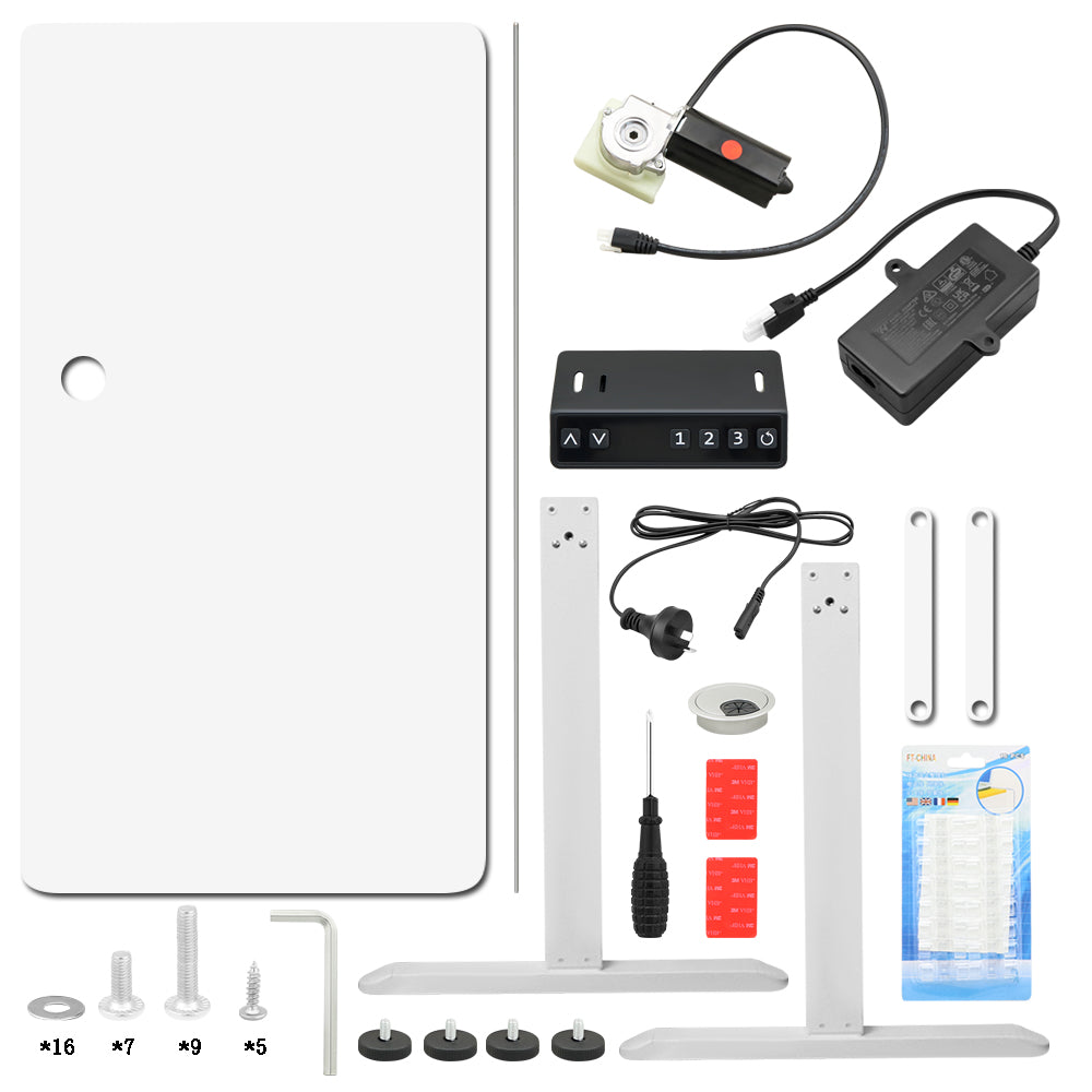 Height adjustable desk table 140cm showing lifting mechanism under tabletop