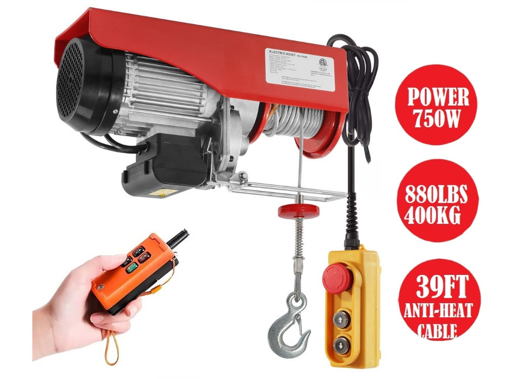 Electric hoist winch 400kg with sheaved pulley for dual line operation
