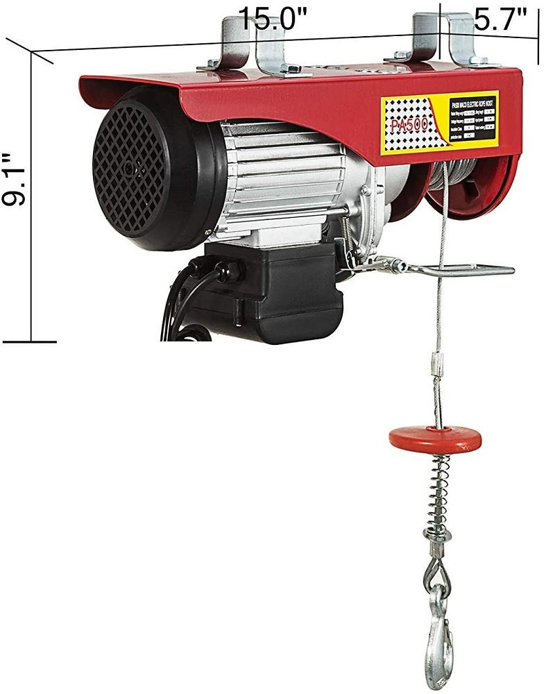 Wireless hoist winch 500kg showing double line lifting feature