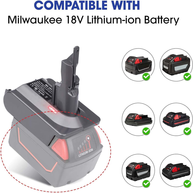 Milwaukee to Dyson Battery V7 / V8 Series Vacuum Cleaner Adapter Converter