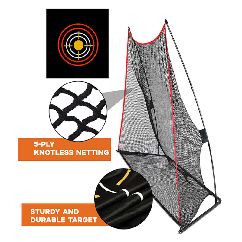 Golf practice net folded and packed in carry bag for portability