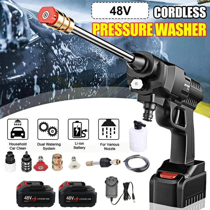 High pressure washer gun rechargeable showing quick connector attachment