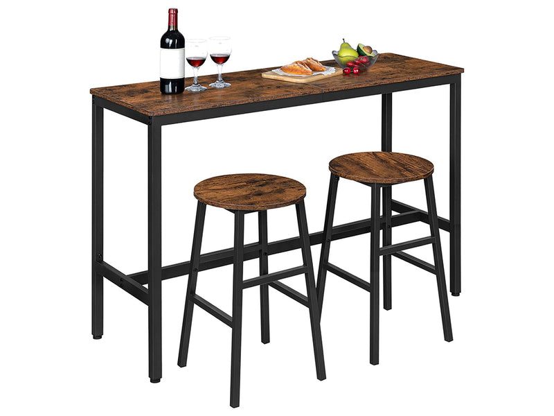 Rustic Bar Table Set with 2 Bar Stools
