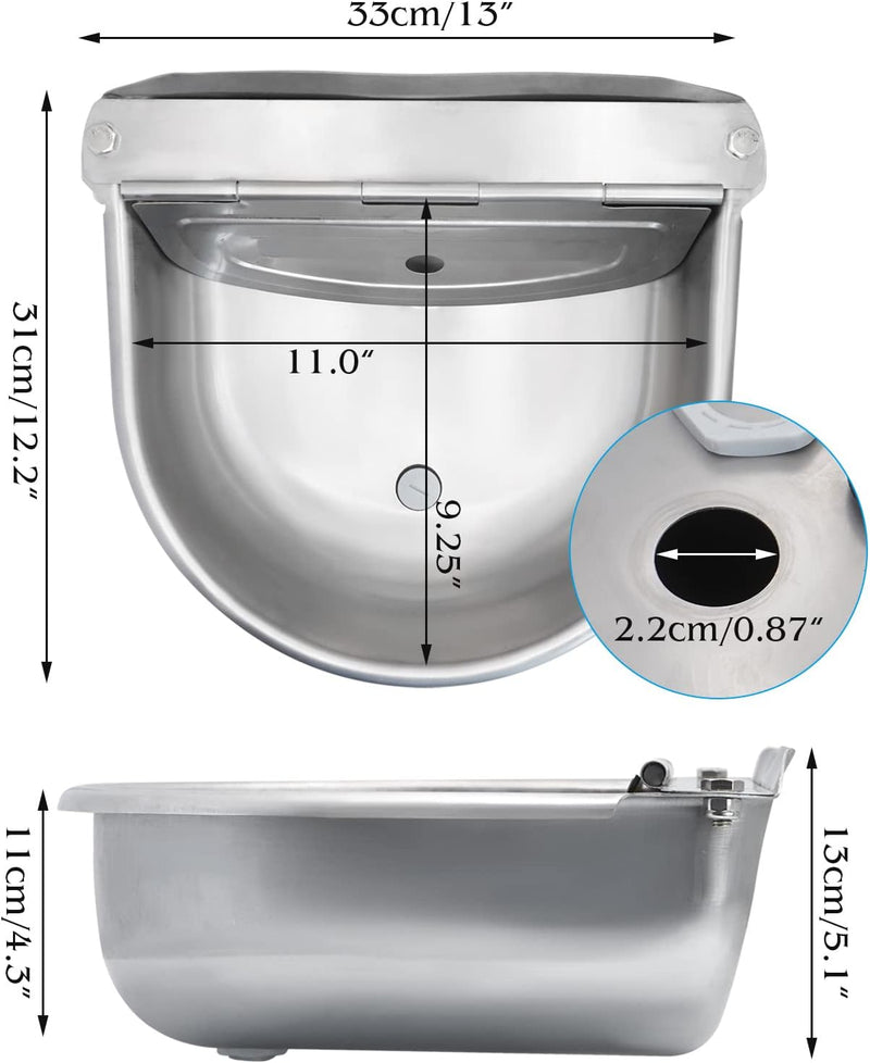 4.5L Drinking Bowl Water Trough for Livestock Cattle Horse Cows
