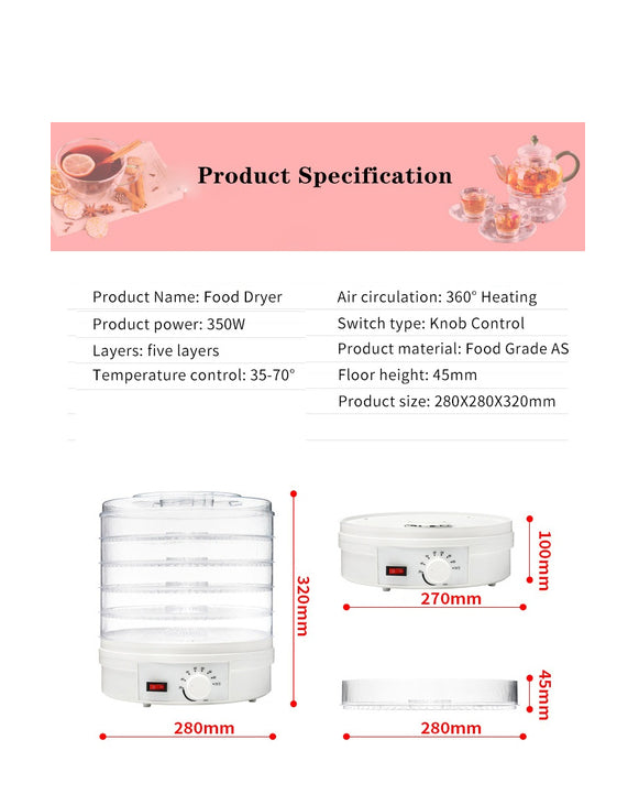 Food dehydrator tray depth showing capacity for thicker food cuts