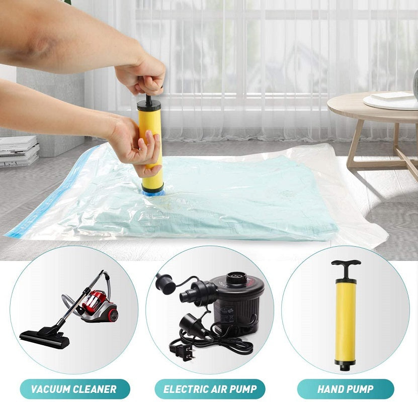 Vacuum storage bag with clothes inside ready for storage