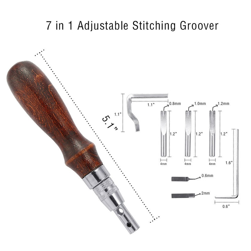 59PCs  Leather Craft Tools Kit Tools DIY Groover Punch Kit Stiching Carving Craft Sewing