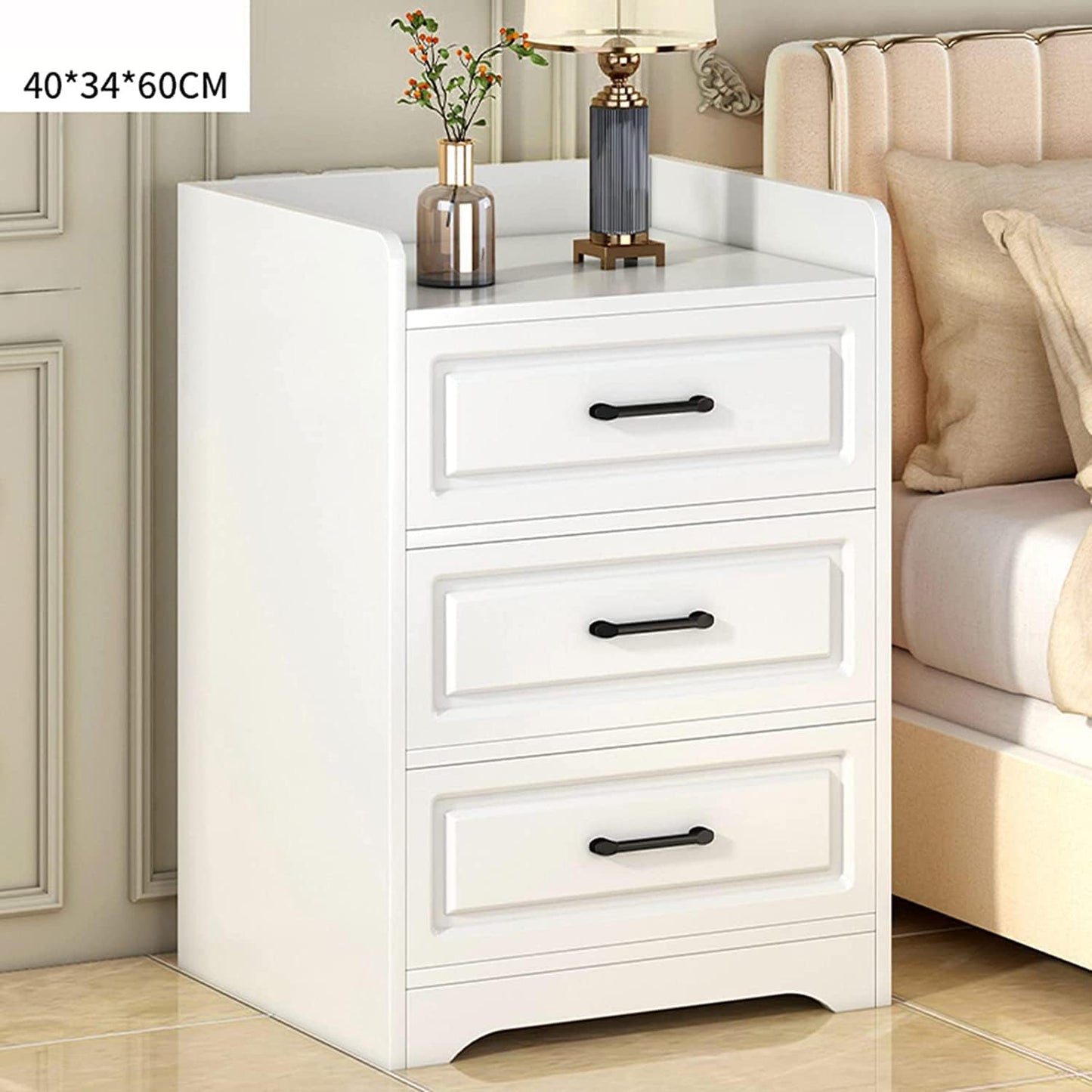 Bedside table used as side table in living room