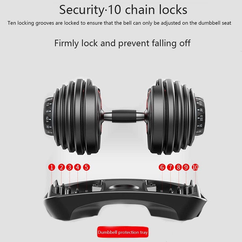Top angle of adjustable dumbbells 24kg showing weight settings