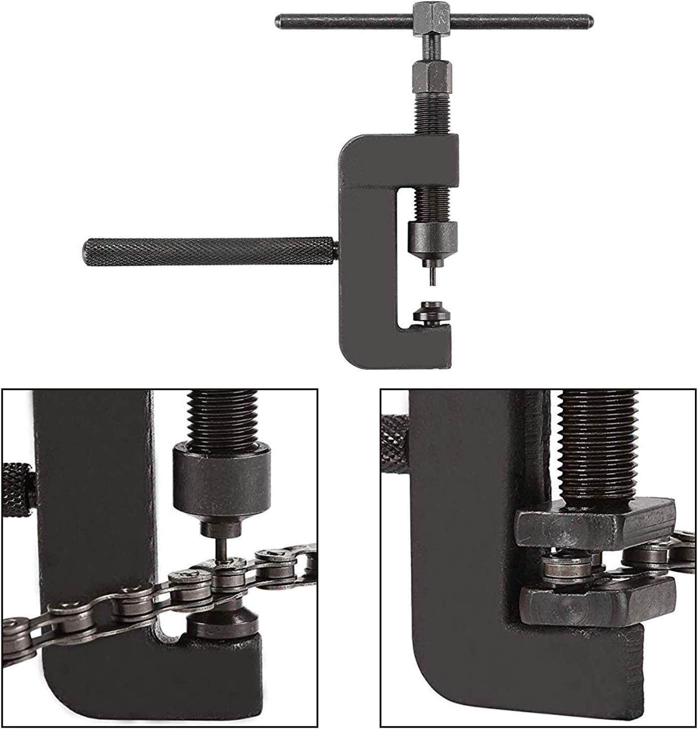 Chain breaker tool kit with anvils and press plates laid out