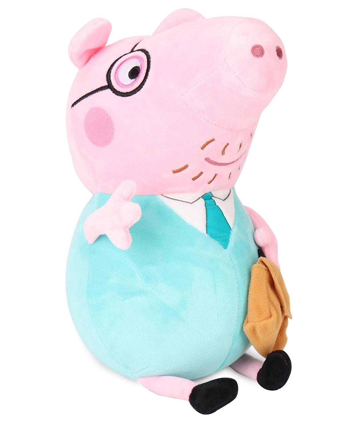 Back view of Peppa Pig Daddy Doll soft toy with smooth plush
