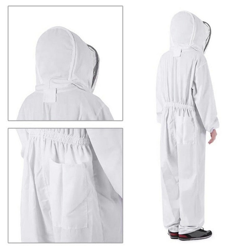 Full Body Beekeeping Suit Hooded Veil Bee Farm Clothing L