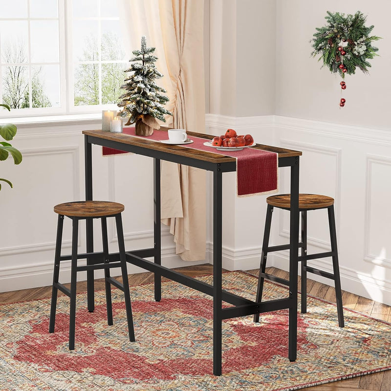 Rustic Bar Table Set with 2 Bar Stools