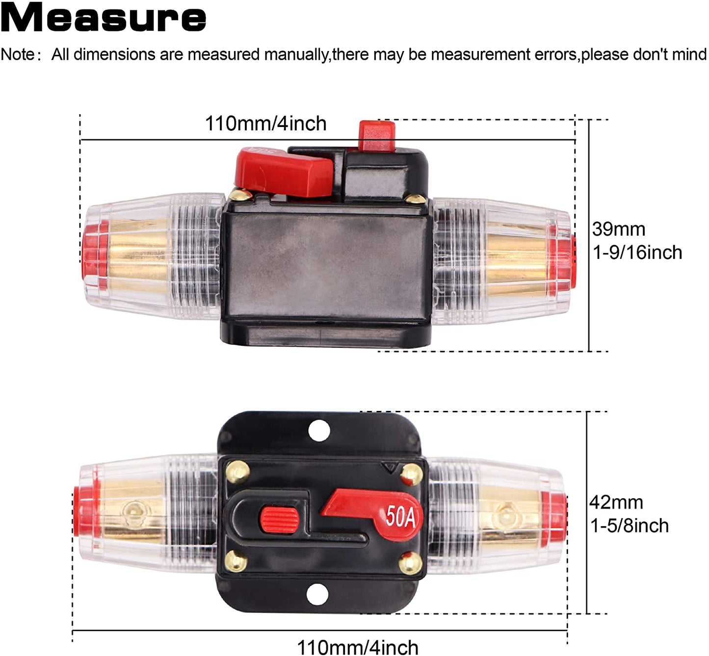 Reset button detail on inline breaker solar controller 50A