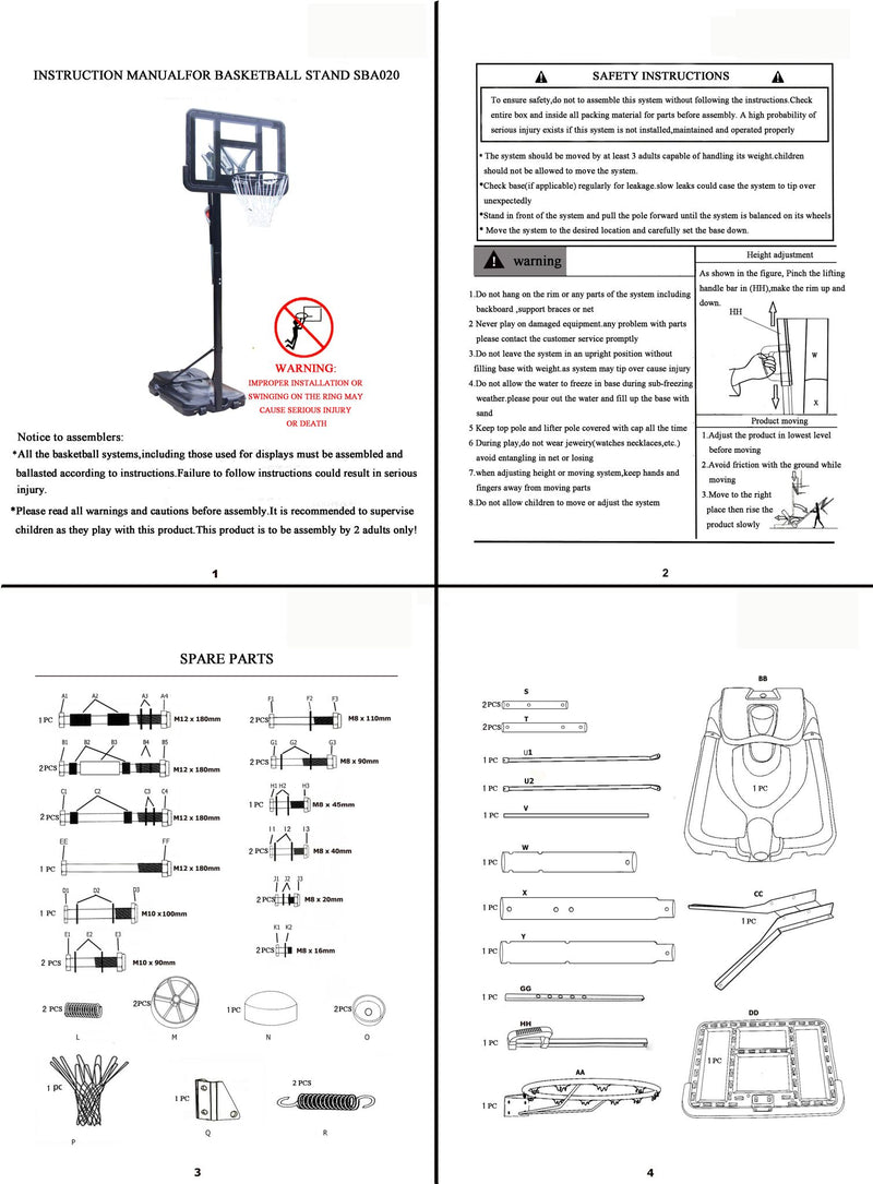 Adjustable Portable Basketball Stand Hoop
