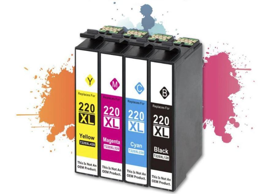 Side view of Epson 220XL cyan cartridge for Epson printers
