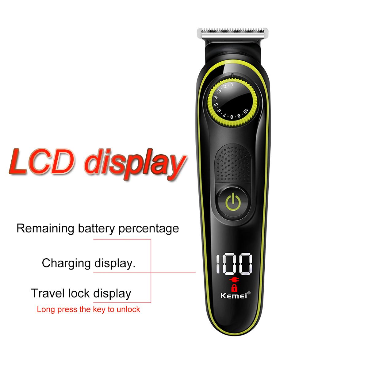 Hair trimmer cordless displayed with all included accessories