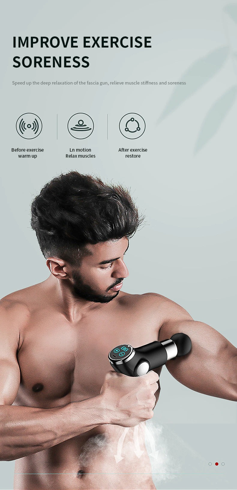 Portable muscle massager with battery indicator on LED display