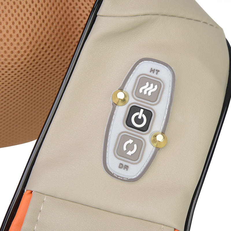 Neck massager showing control buttons and massage direction