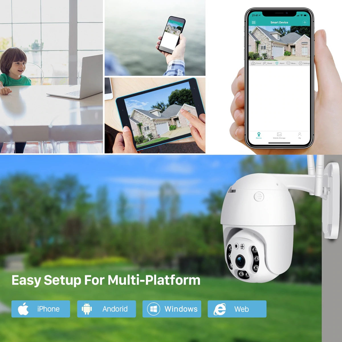 Wireless security camera with SD card slot for local storage