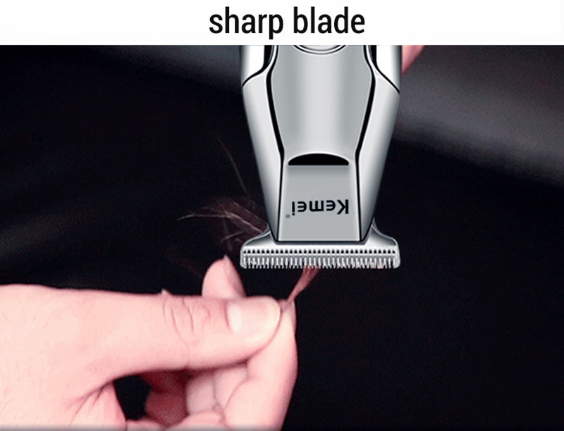 Hair trimmer in use trimming beard edges precisely