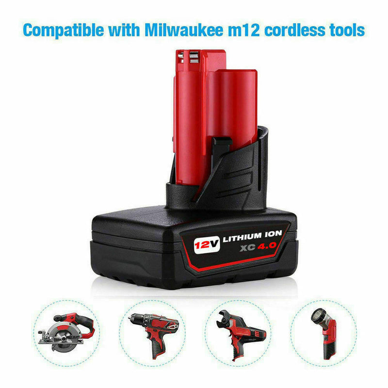 Milwaukee M12 12V 4000mAh Battery Compatible Replacement