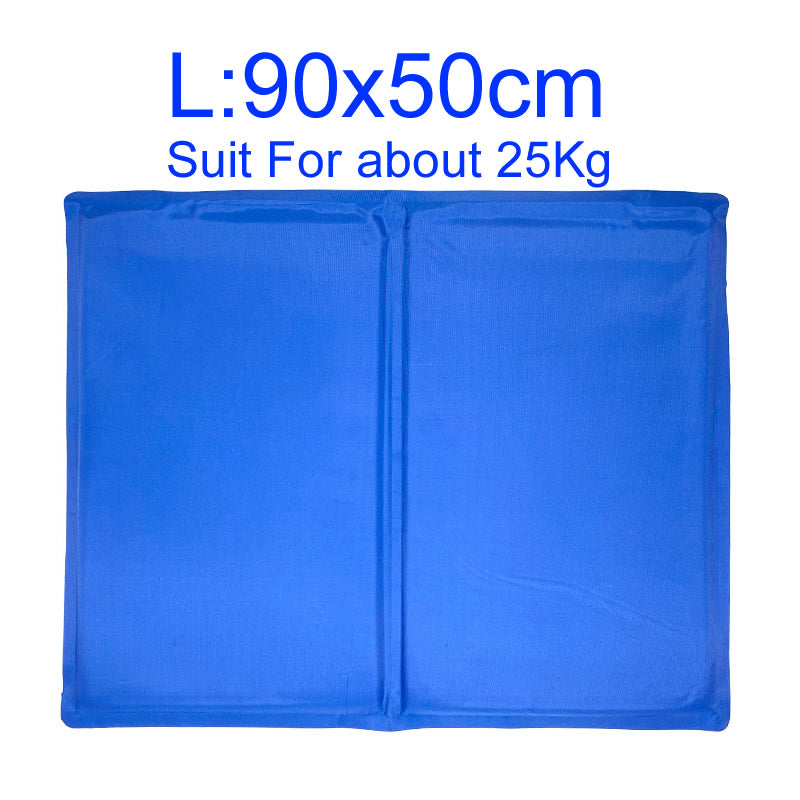 Pet cooling mat folded to show flexible gel material