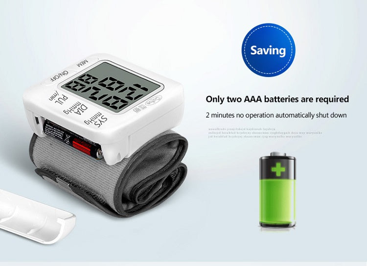 Wrist blood pressure monitor showing memory storage function