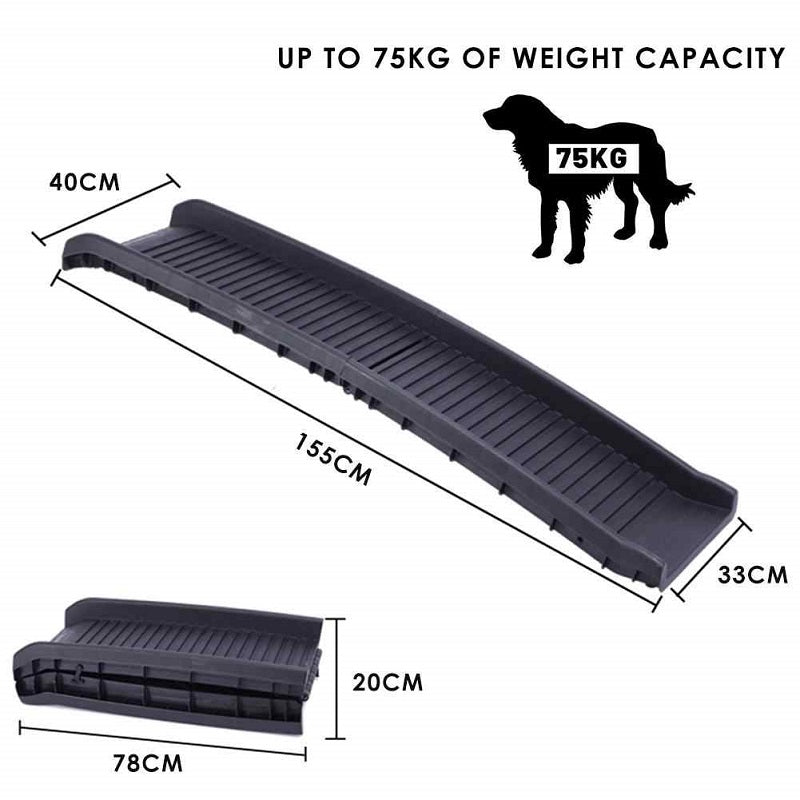 Dog ramp extended fully to 155 by 40 centimetres size