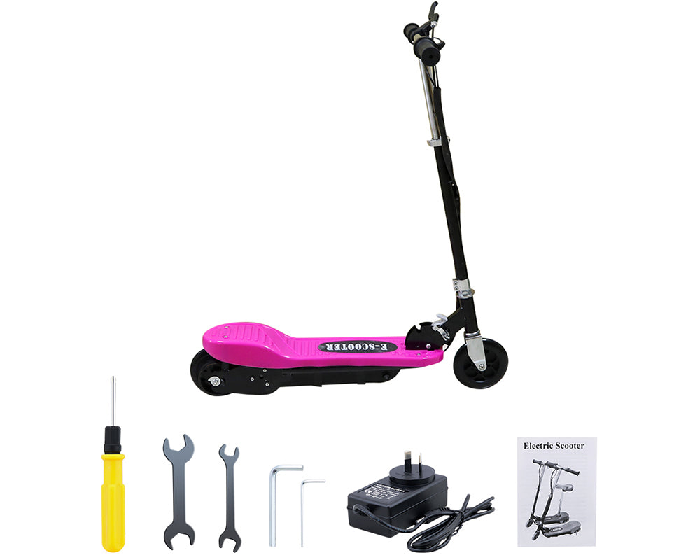 Pink electric scooter pedal wide and sturdy for child use