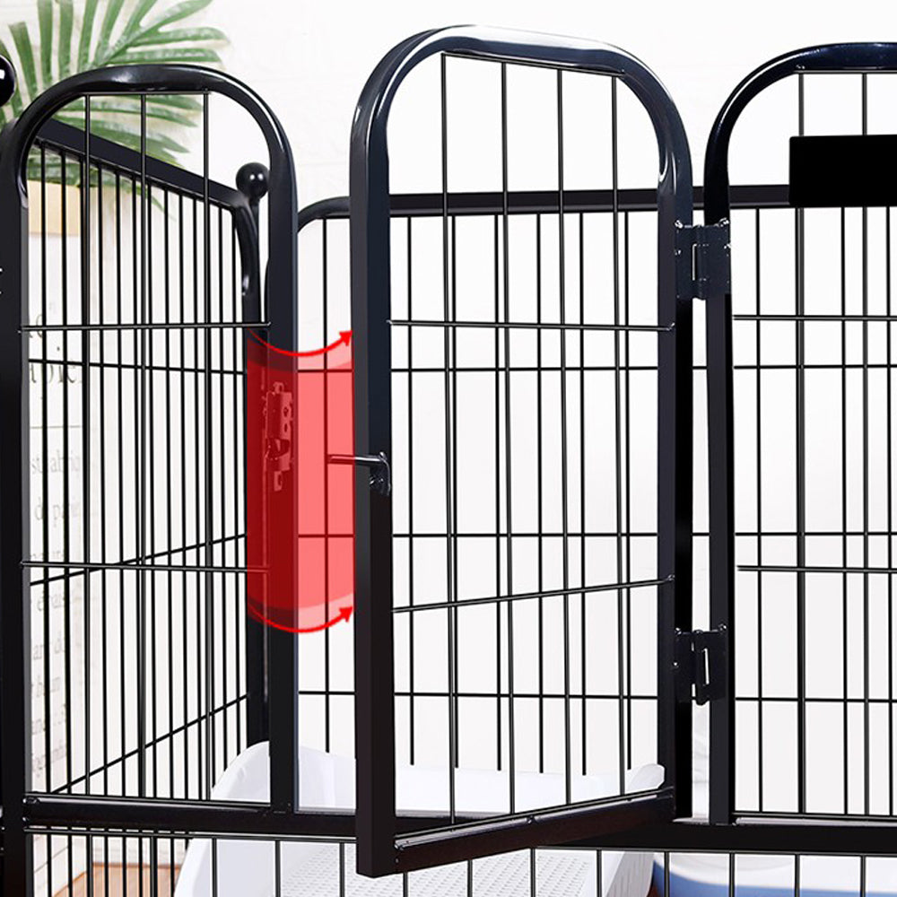 Top view of dog play pen showing panel connections