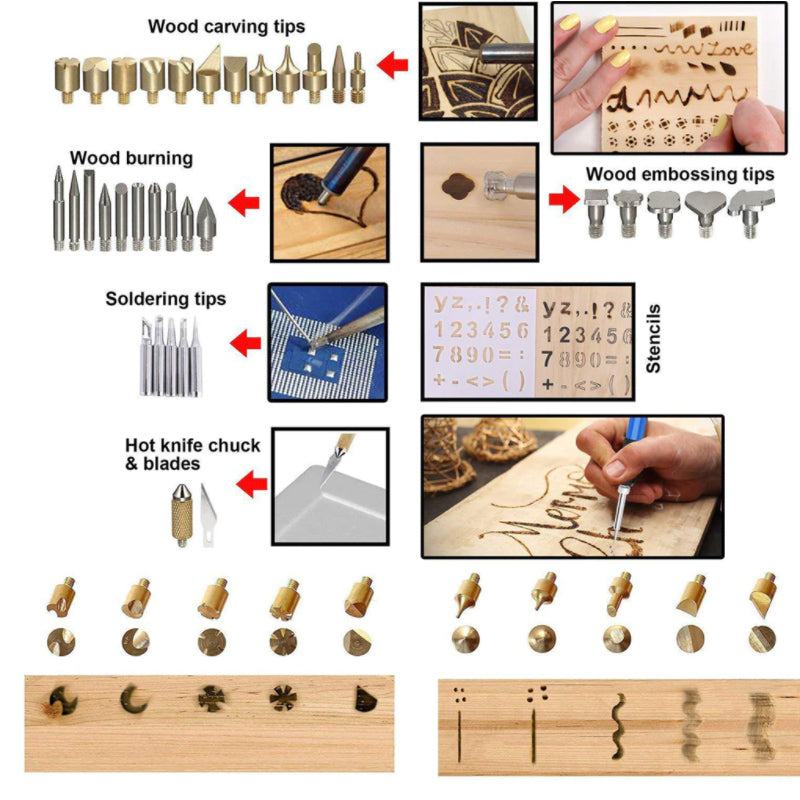 Soldering tips displayed for pyrography and engraving
