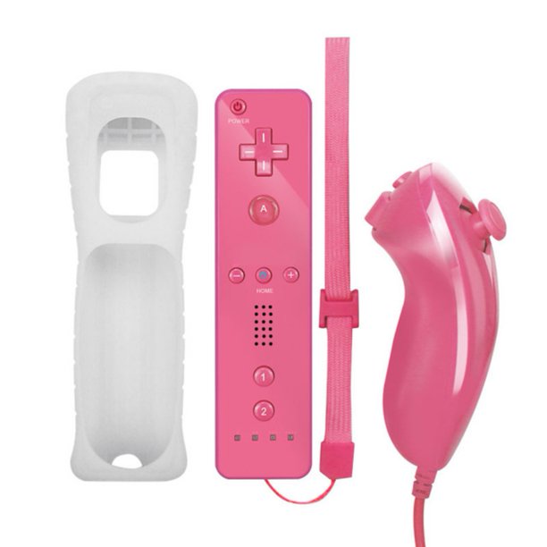 Wrist strap attached to pink Wii remote for safety