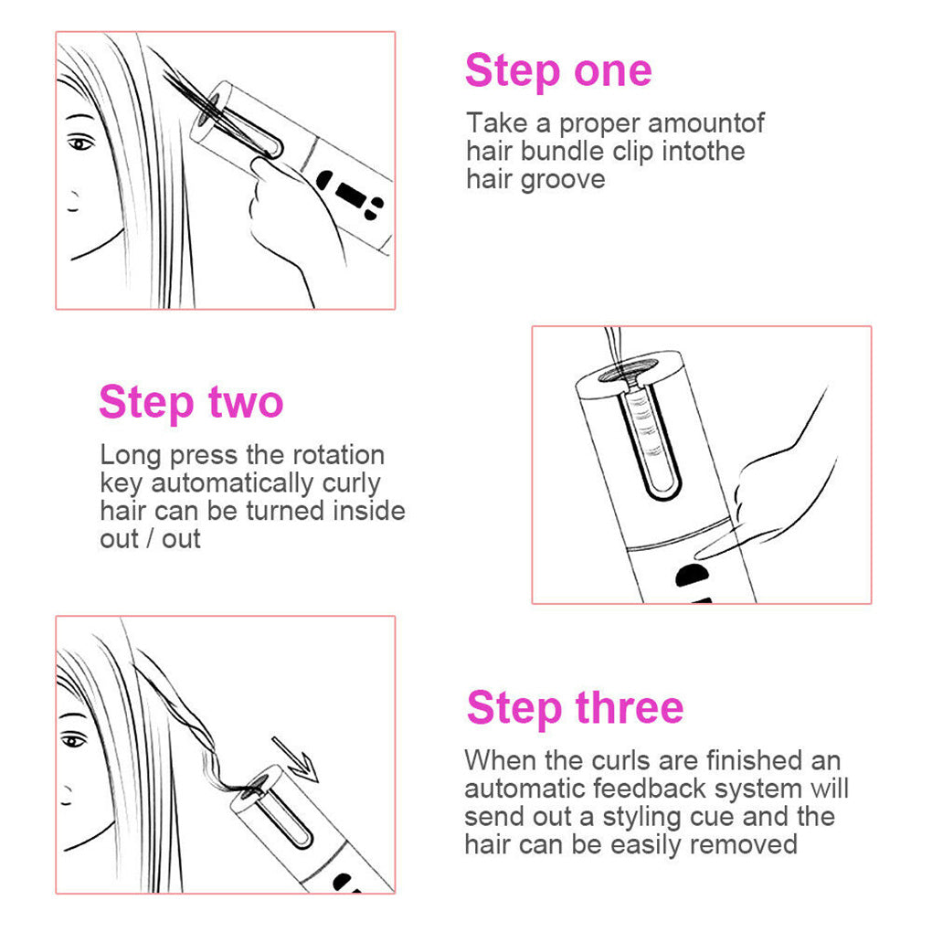 Hair curler cordless automatic packed with user manual and accessories