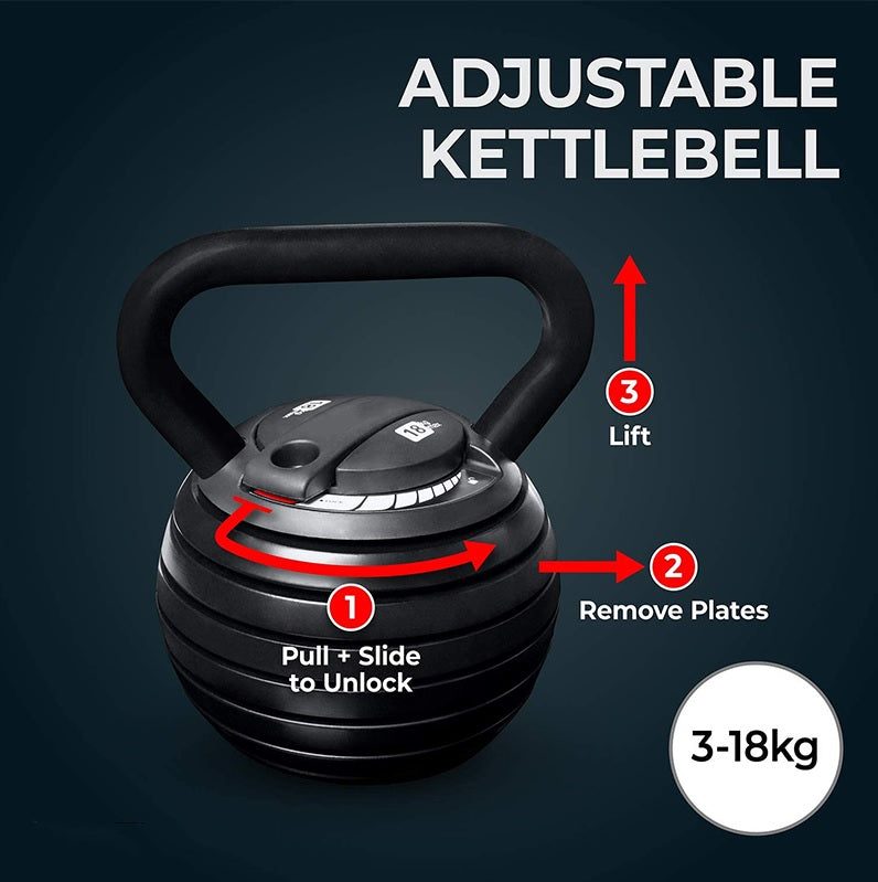 Adjustable kettlebell beside NZ gym mat for easy storage