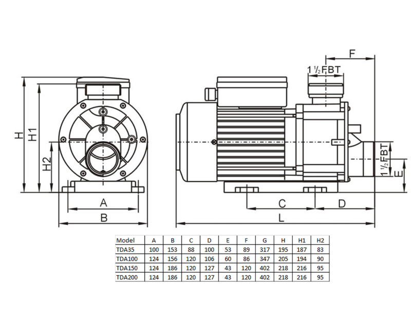 Spa Pool Pump - 250W 0.35HP LX Pump